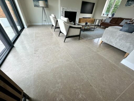 Luxury stone flooring in a spacious lounge