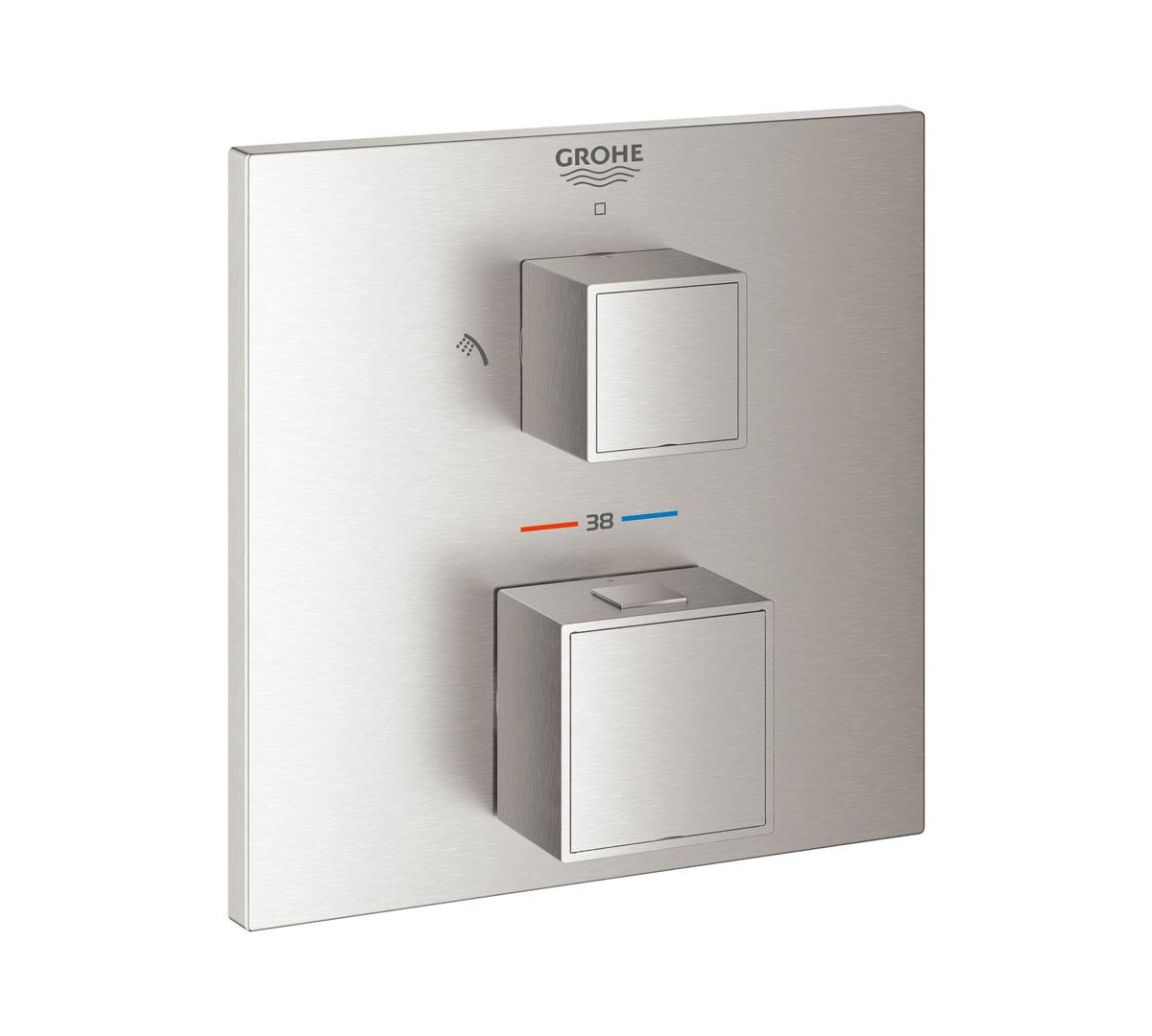 Grohe-Grohtherm Thermostatic Mixer For 2 Outlets With Integrated Shut Off/Diverter Valve  Supersteel