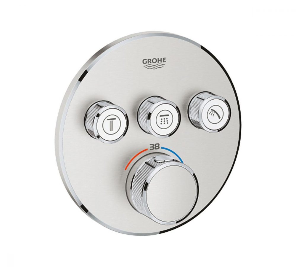 Grohe-Grohtherm Smart Control Thermostat Concealed Round 3 Valves Supersteel - Grohe 29121DC0 Grohtherm SmartControl Thermostat Concealed Round 3 Valves – Supersteel