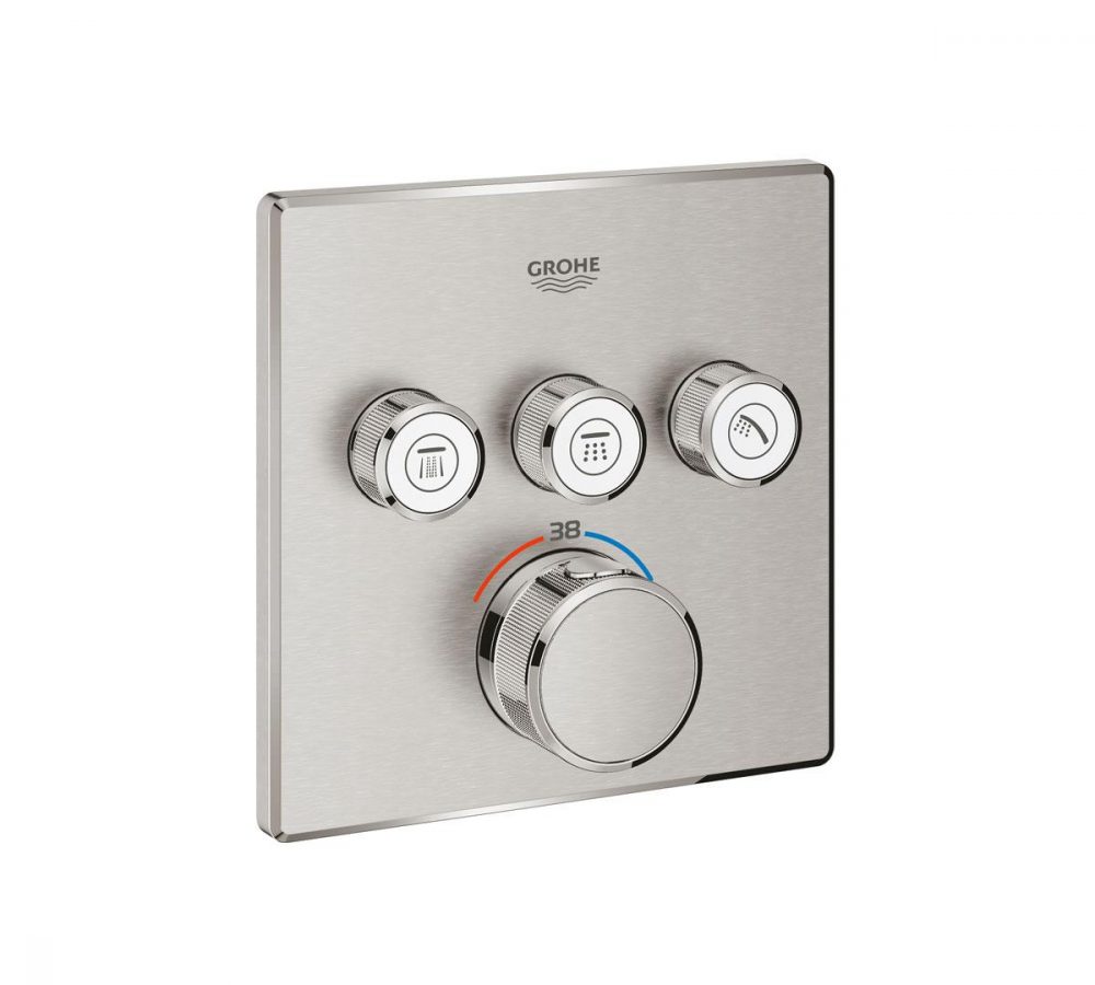 Grohe-Grohtherm Smart Control Thermostat Concealed Round 3 Valves Supersteel - Grohe 29126DC0 Grohtherm SmartControl Thermostat Concealed Round 3 Valves – Supersteel