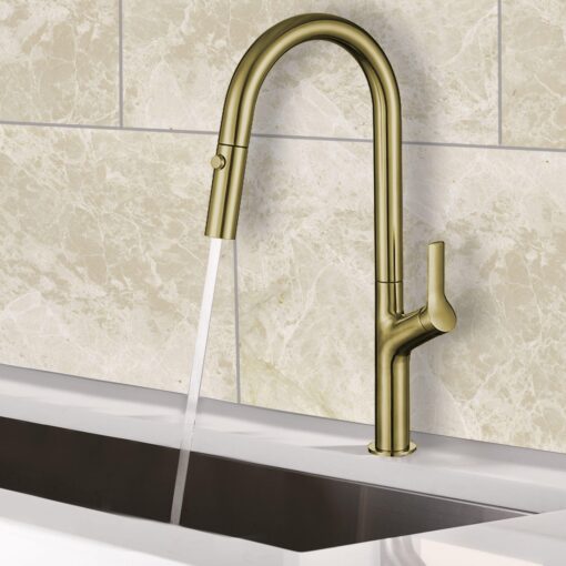 XL Vision - Kitchen Pull-Out Mixer Brushed Gold PVD Finish - Kitchen Pull Out Mixer Gold scaled