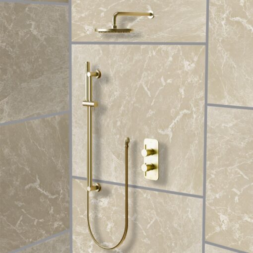 XL Vision Neo Brushed Gold PVD Concealed Thermostatic Shower Set - Neo Concealed ShowerGold