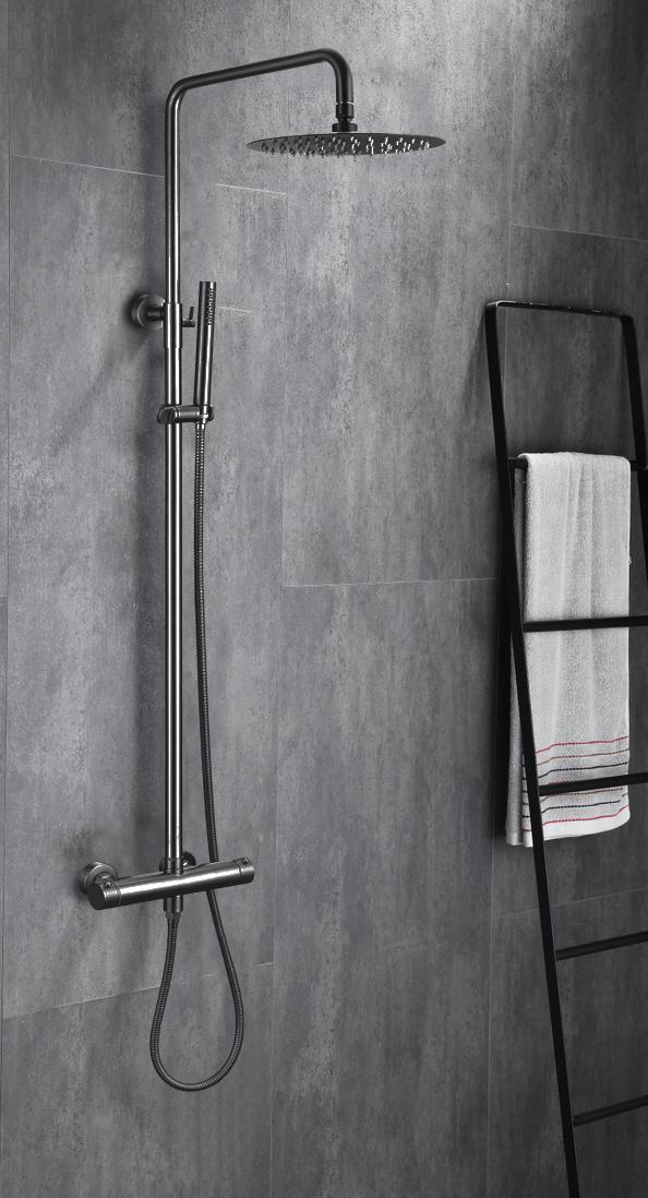 Product Image of a gunmetal thermostatic shower set
