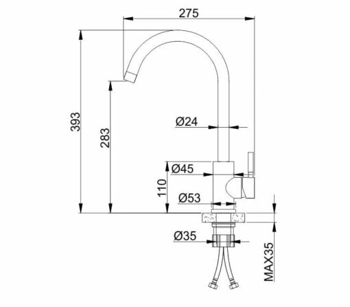 XL Vision - Neo Kitchen Mixer Chrome Finish - Technical Drawing 3
