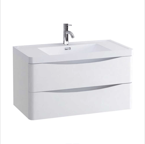 Nyx White Wall Hung Vanity Unit 900mm - 900 mm Wall Mounted White 1