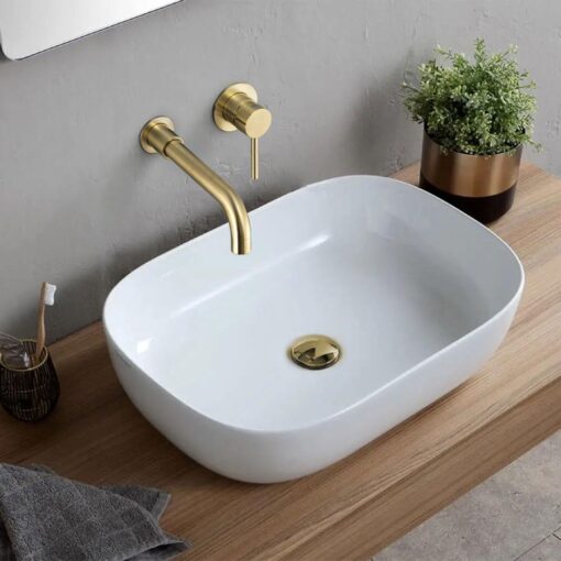 XL Vision Neo Brushed Gold PVD Wall Mounted Single Basin Mixer - Neo Wall Mounted Single Basin Mixer Brush Gold 2