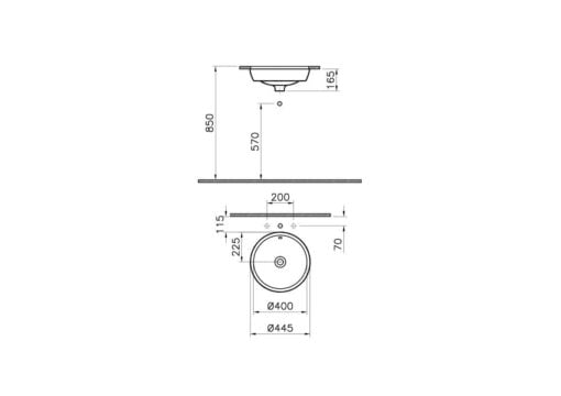 Undercounter Round Basin - Technical Drawing round