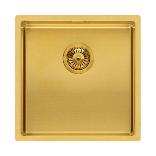 Lewes Kitchen Sink 400x400mm Brush Gold - gold 400x400 1