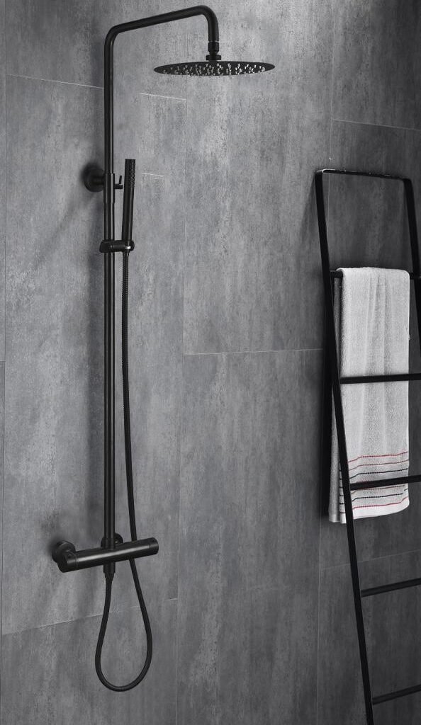 XL Vision Neo Matt Black Thermostatic Shower Set