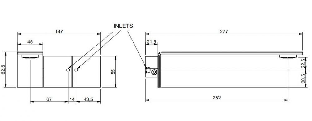 Treemme-5mm Wall Mounted Washbasin Mixer - Treemme technical drawing