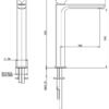 Technical Drawing of tap with measurements
