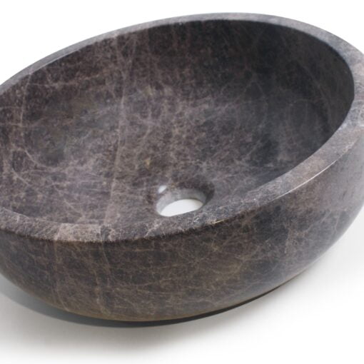 Luxury wash basin in dark brown stone with veins