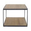 Side table metal frame oak top square small side table