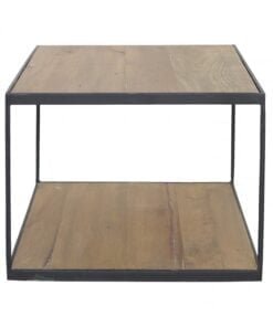 Side table metal frame oak top square small side table