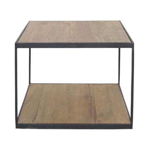 Side table metal frame oak top square small side table