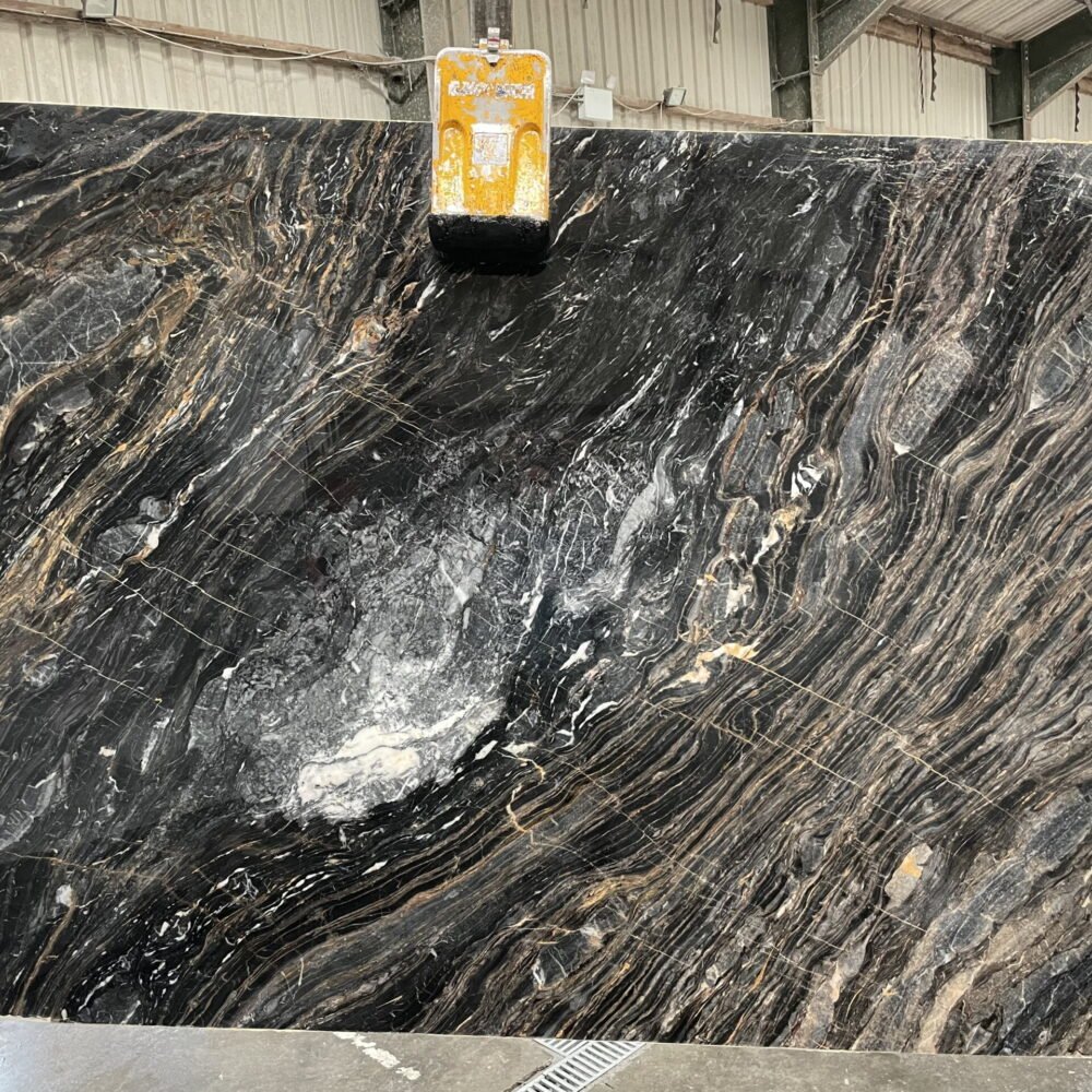 Black & Yellow Polished Marble Slab