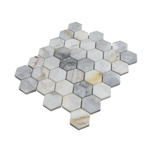 Arabescato Honed Marble Hexagon Mosaic Tile - Arabescato Honed Marble Hexagon Mosaic Tile 2