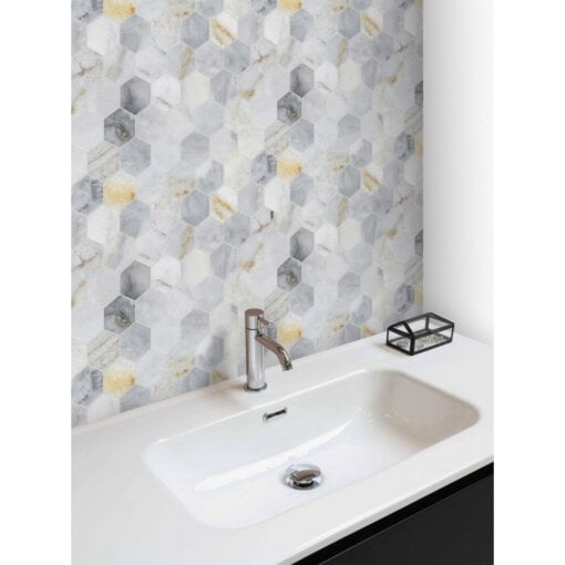 Arabescato Honed Marble Hexagon Mosaic Tile - Arabescato Honed Marble Hexagon Mosaic Tile 3