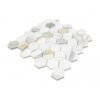 Calacatta Oro Honed Marble Hexagon Mosaic Tile - Image 2