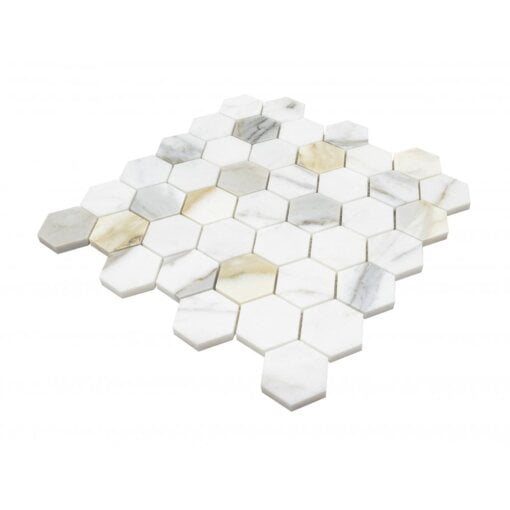 Calacatta Oro Honed Marble Hexagon Mosaic Tile - Calacatta Oro Honed Marble Hexagon Mosaic Tile 2