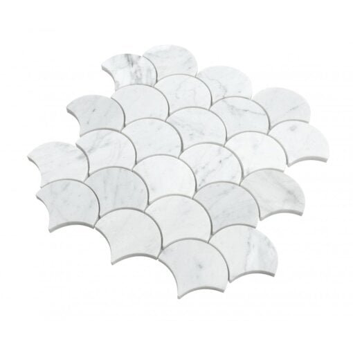 Carrara C Honed Marble Fan mosaic Tile - Carrara Honed Marble Fan Mosaic Tile 2