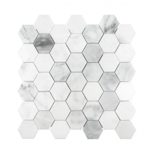 Carrara Honed Marble Hexagon Mosaic Tile - Carrara Honed Marble Hexagon Mosaic Tile 1 1