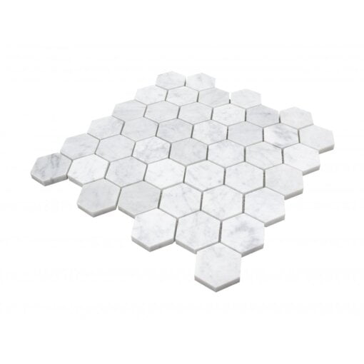 Carrara C Honed Marble Hexagon Mosaic Tile - Carrara Honed Marble Hexagon Mosaic Tile 1