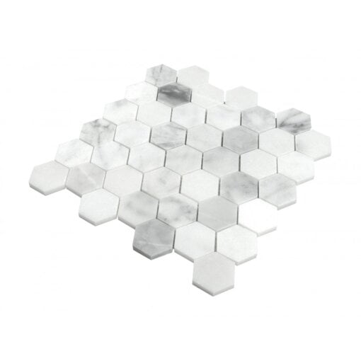 Carrara Honed Marble Hexagon Mosaic Tile - Carrara Honed Marble Hexagon Mosaic Tile 2 1