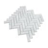 Carrara C Honed Marble Herringbone Mosaic Tile - Image 2