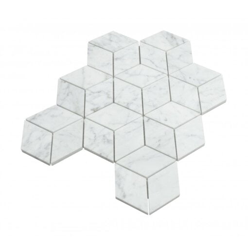 Carrara C Honed Marble Rhombus Mosaic Tile - Carrara Honed Marble Rhombus Mosaic Tile 2