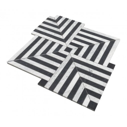 Carrara C & Nero Marquina Mosaic Tile - Carrara Nero Marquina Mosaic Tile 2