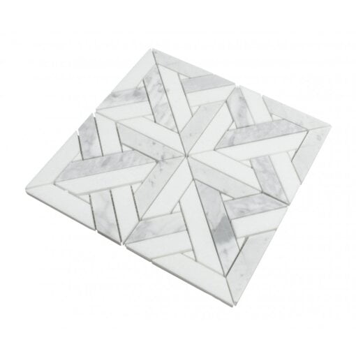 Carrara C & Thassos Marble Mosaic Tile - Carrara Thassos Mosaic Tile 3