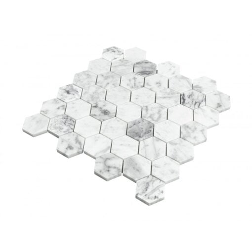 Statuario Honed Marble Hexagon Mosaic Tile - Statuario Honed Marble Hexagon Mosaic Tile 2