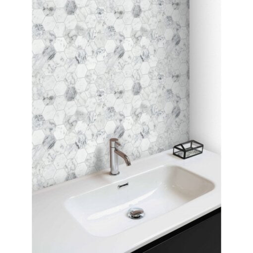 Statuario Honed Marble Hexagon Mosaic Tile - Statuario Honed Marble Hexagon Mosaic Tile 3